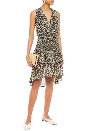 Click to view more detailed imagery on our partner's website Walter Baker Leandria Shirred Leopard-print Fil Coupé Chiffon Peplum Dress In Animal Print