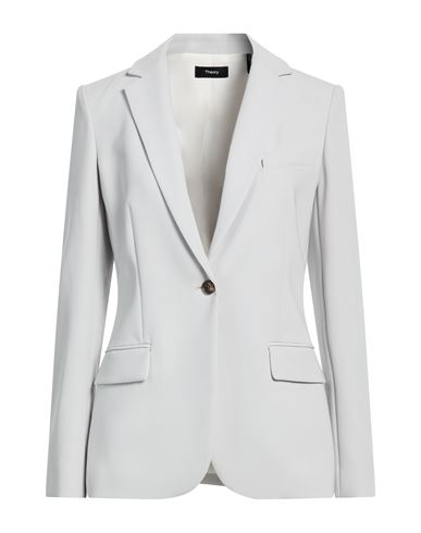 Theory Woman Blazer Light Grey Size 6 Triacetate, Polyester In Gray