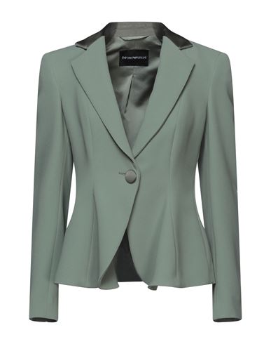 Emporio Armani Woman Blazer Sage Green Size 6 Viscose, Acetate, Elastane, Polyester, Silk