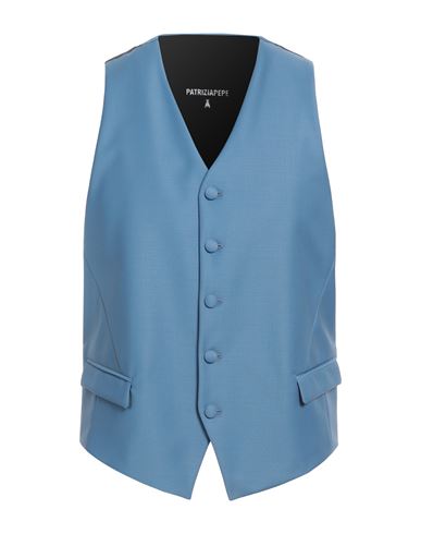 Patrizia Pepe Man Tailored Vest Pastel Blue Size 40 Polyester, Virgin Wool, Elastane