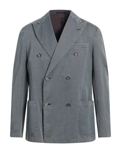 The Gigi Man Blazer Slate Blue Size 42 Cotton, Linen In Gray