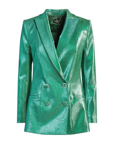 Elisabetta Franchi Woman Blazer Emerald Green Size 4 Cotton, Metal, Polyester