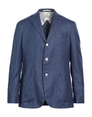 Barba Napoli Man Blazer Slate Blue Size 42 Silk, Cashmere