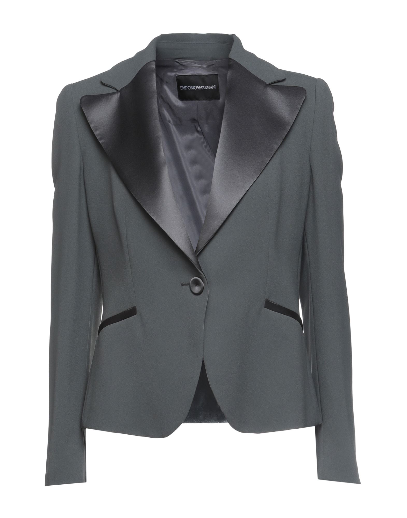 Emporio Armani Woman Blazer Grey Size 12 Viscose, Acetate, Elastane, Mulberry Silk, Polyester