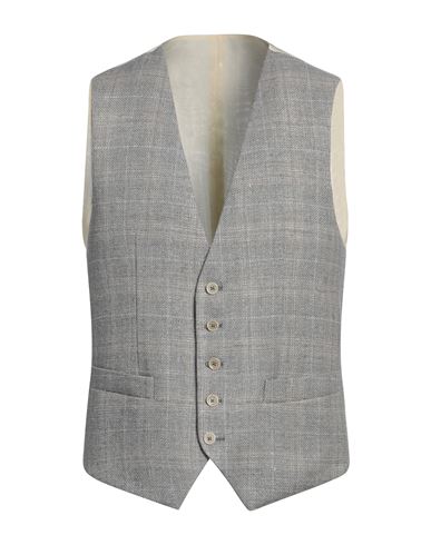 Paoloni Man Tailored Vest Light Grey Size 40 Virgin Wool, Linen