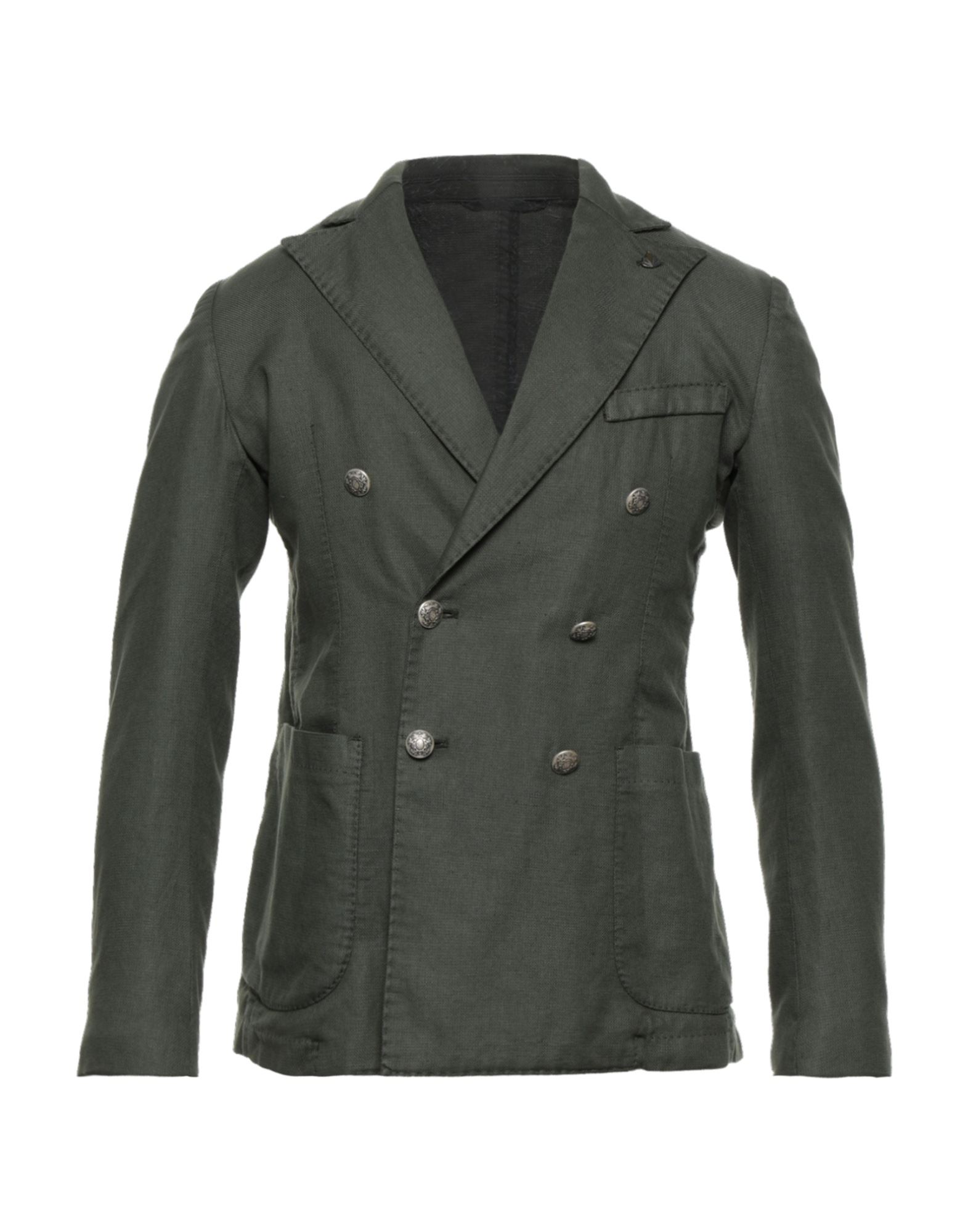 Alessandro Dell'acqua Man Suit Jacket Military Green Size 36 Cotton, Linen, Elastane