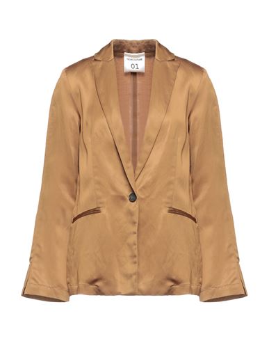 Woman Blazer Ocher Size 10 Viscose, Linen, Acetate