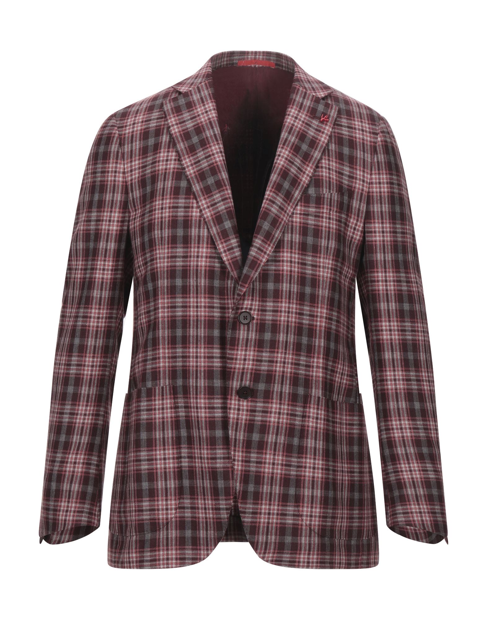 《セール開催中》ISAIA メンズ テーラードジャケット ボルドー 52 シルク 42% / リネン 30% / ウール 28%