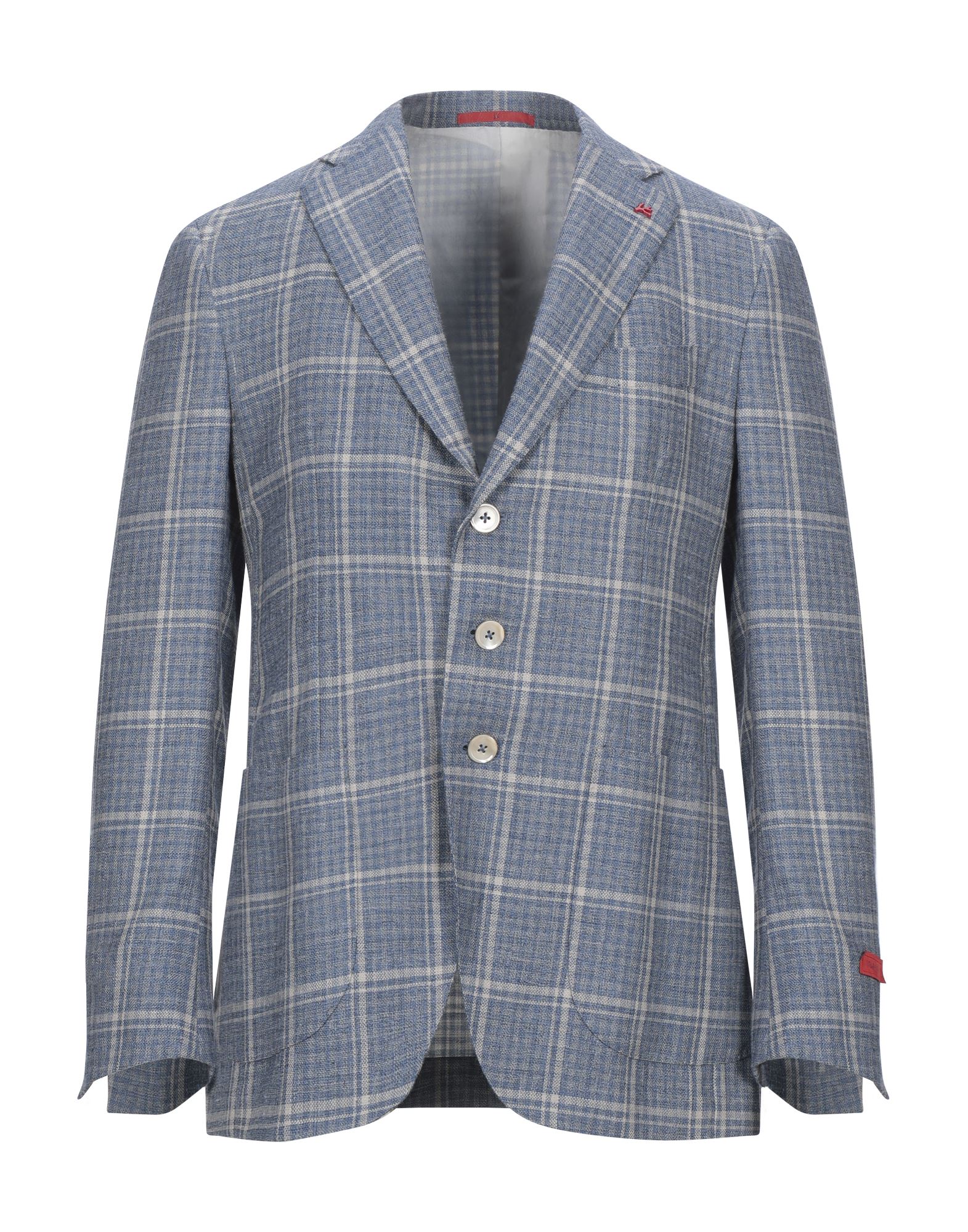 《セール開催中》ISAIA メンズ テーラードジャケット パステルブルー 50 ウール 69% / シルク 16% / リネン 13% / ナイロン 2%