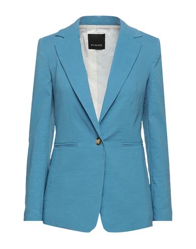 Pinko Woman Suit Jacket Sky Blue Size 2 Linen, Viscose, Elastane