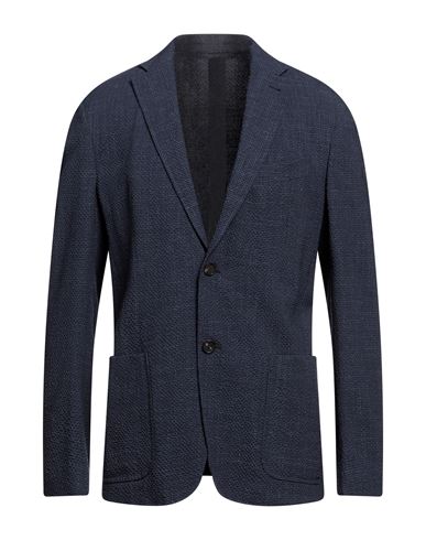 Zegna Man Blazer Navy Blue Size 38 Wool, Silk, Linen, Elastane, Bovine Leather