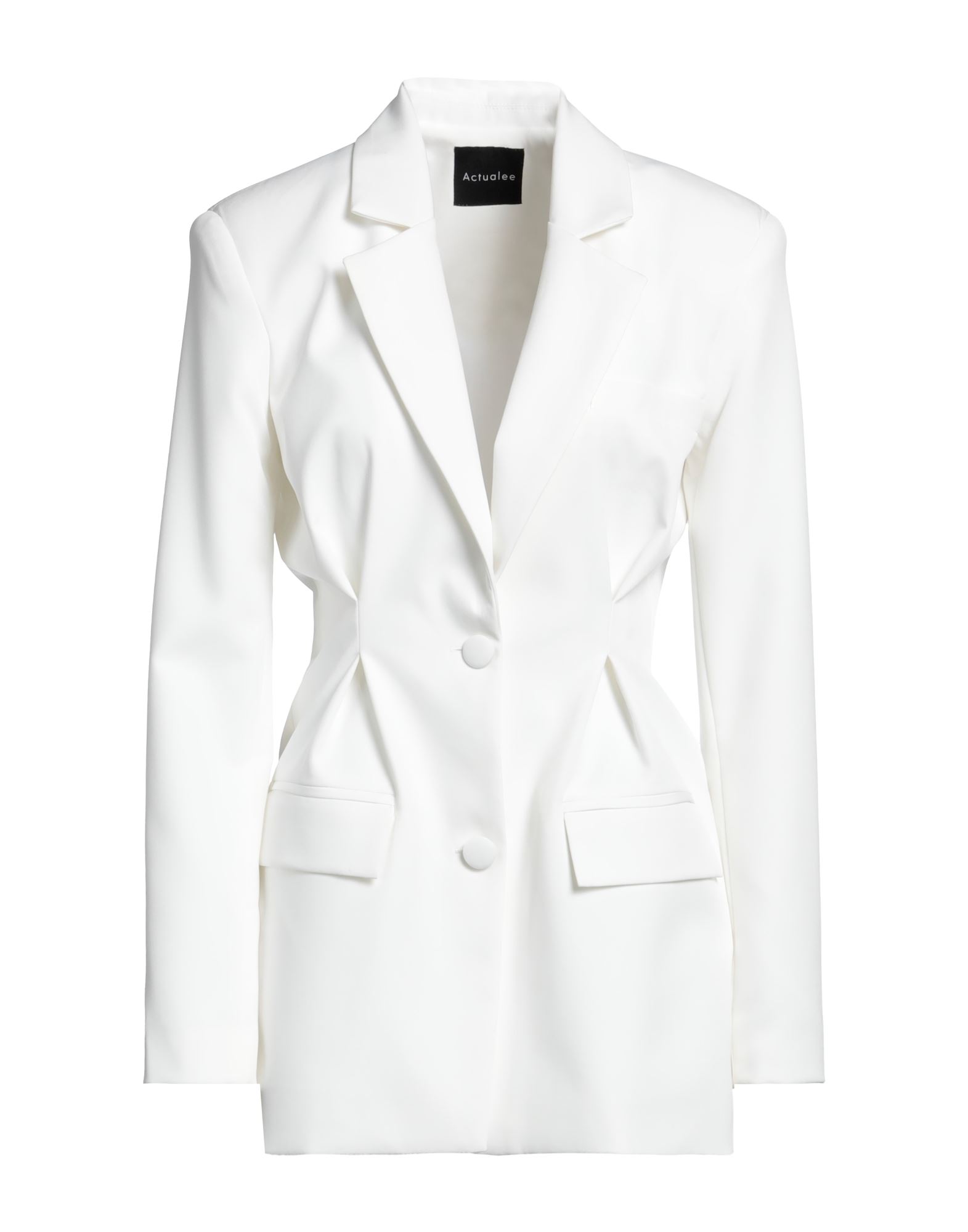 ACTUALEE ACTUALEE WOMAN SUIT JACKET WHITE SIZE 4 POLYESTER, ELASTANE