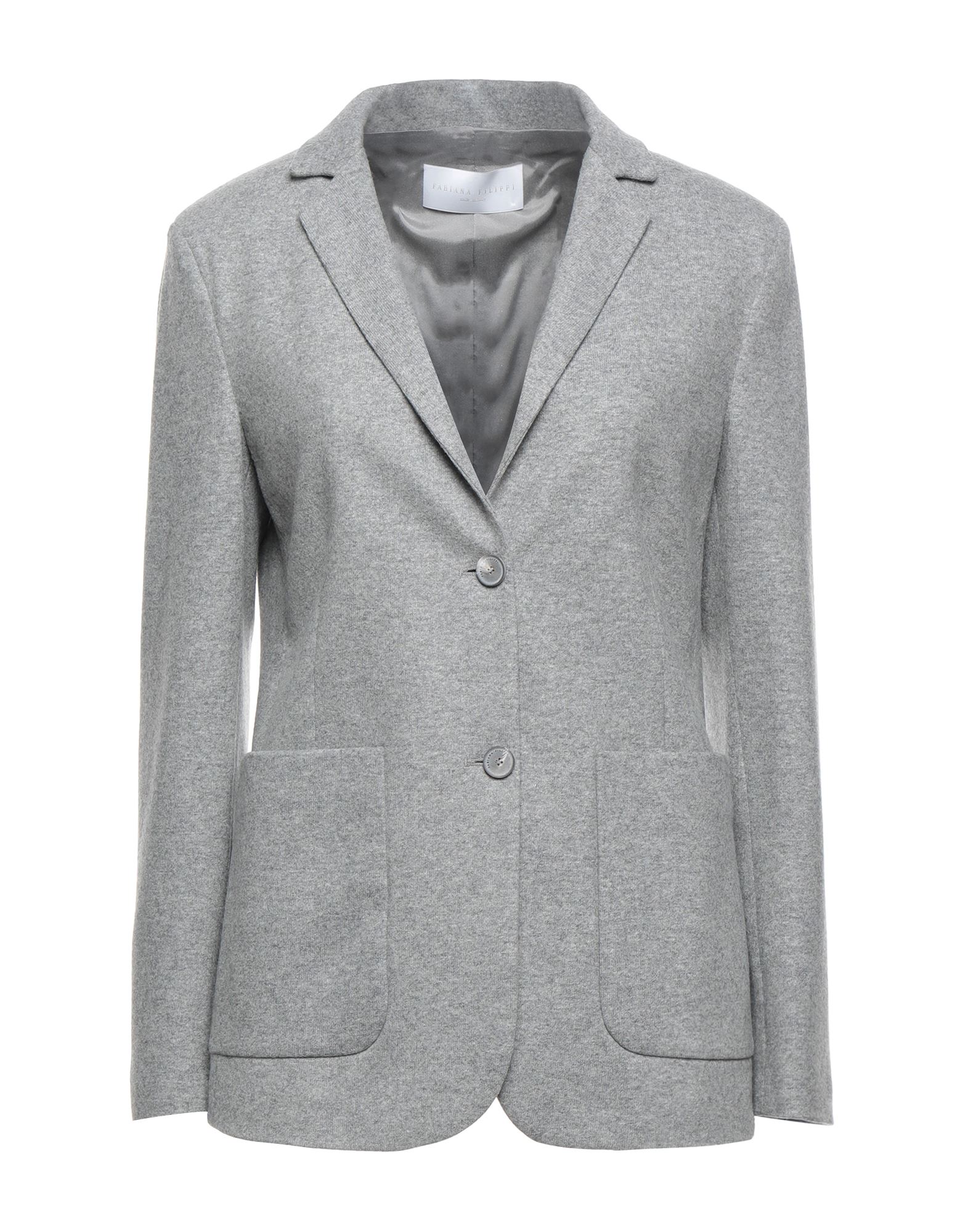 Shop Fabiana Filippi Woman Blazer Grey Size 10 Virgin Wool, Polyamide