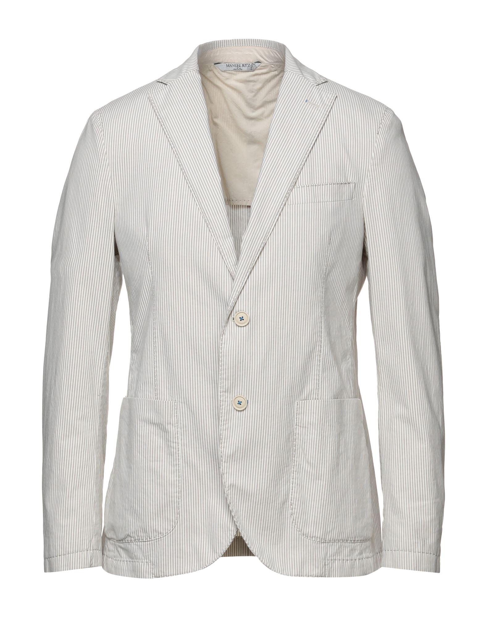 Manuel Ritz White Suit Jackets In Light Grey