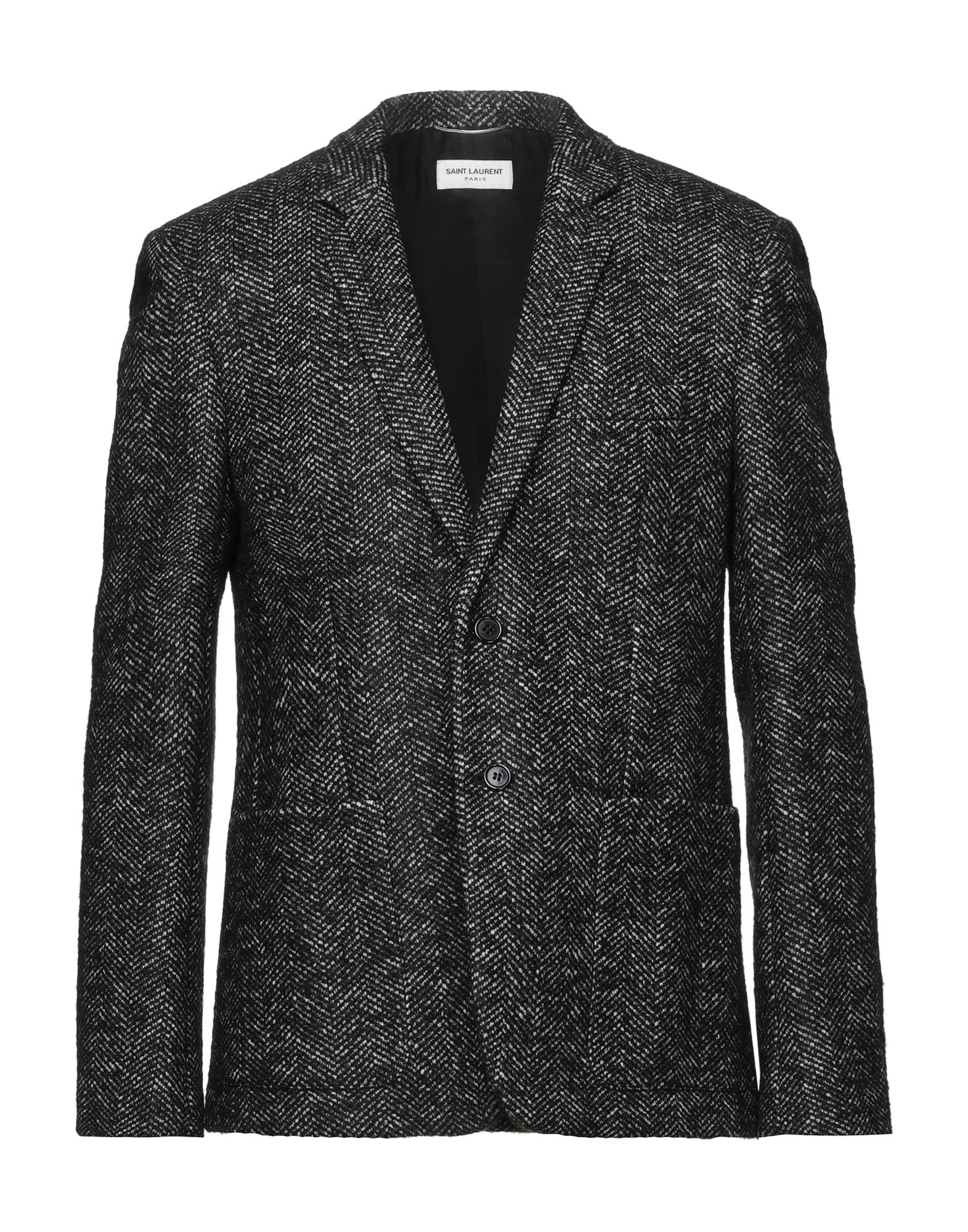 《セール開催中》SAINT LAURENT メンズ テーラードジャケット ブラック 46 バージンウール 81% / 毛（アルパカ） 7% / モヘヤ 7% / ナイロン 5%