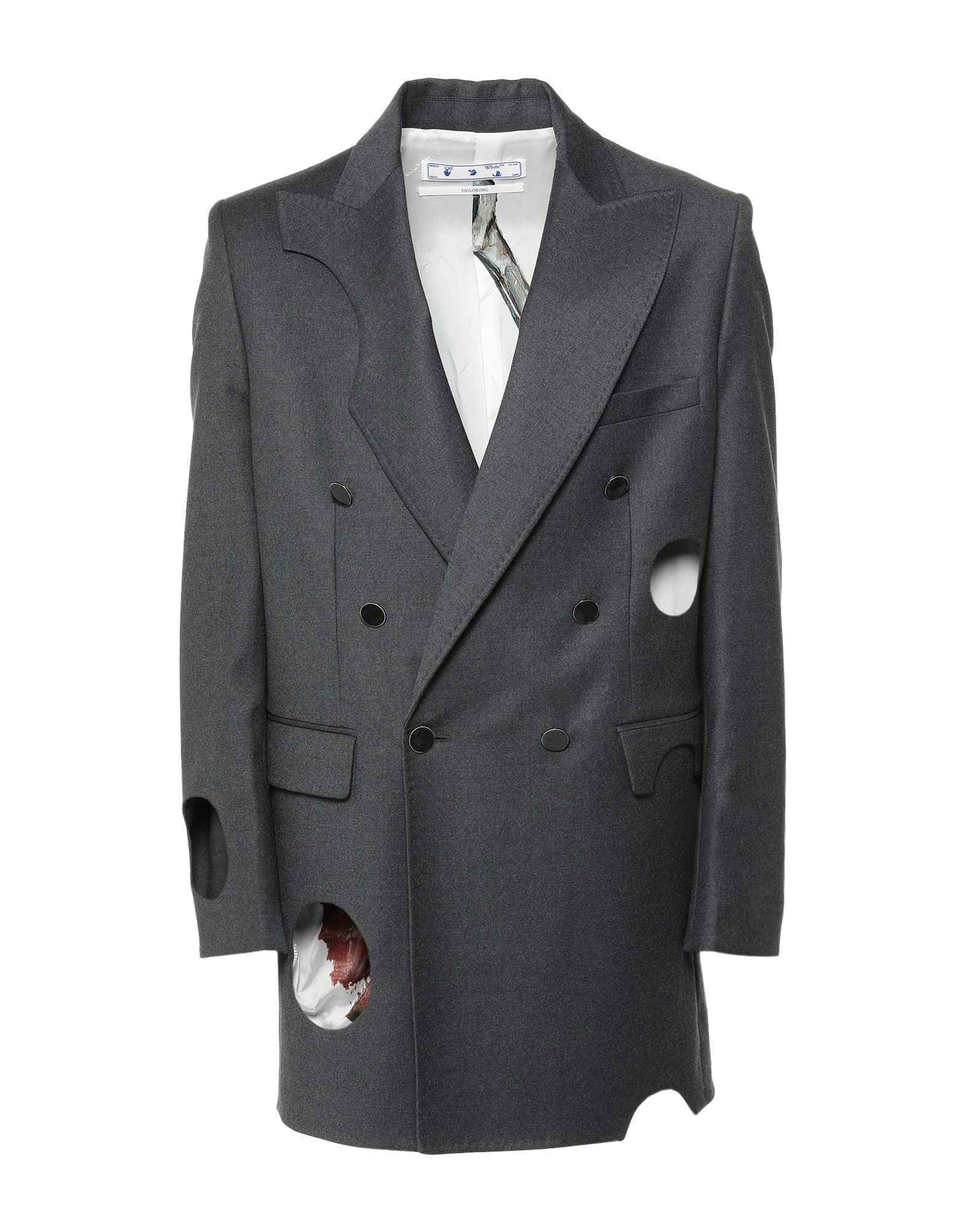 Off-white Man Blazer Grey Size 40 Virgin Wool, Elastane In Grey