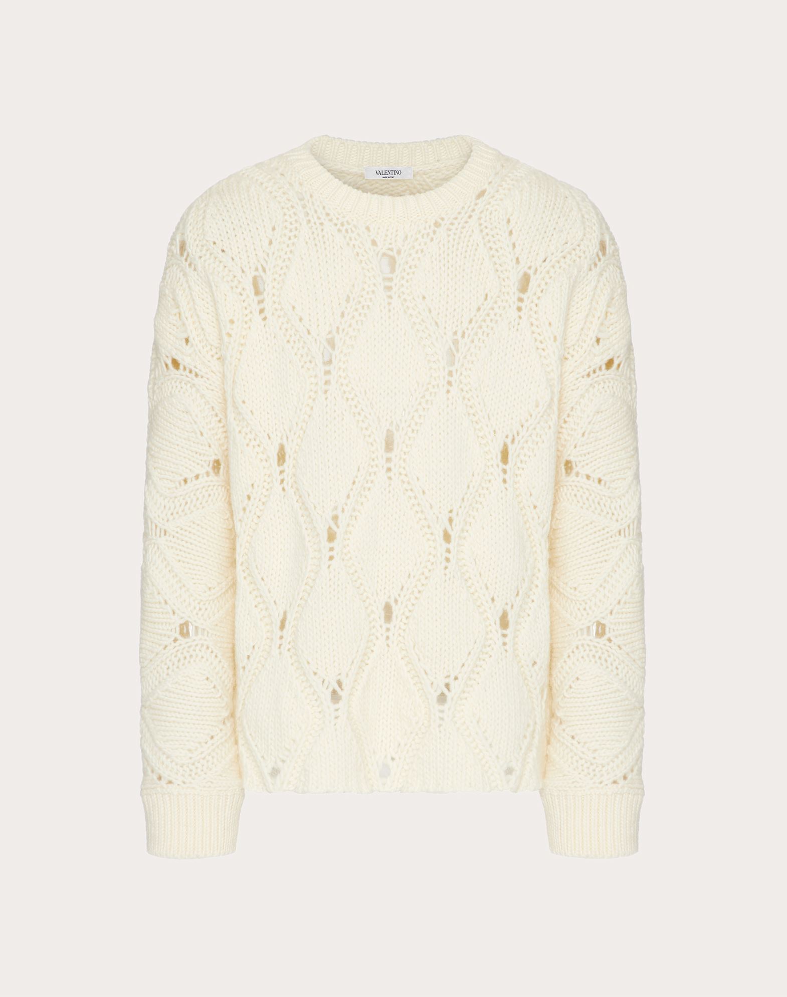 Click to view more detailed imagery on our partner's website Valentino Uomo Wool Crewneck Sweater In Ivory