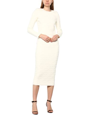Elisabetta Franchi Woman Midi Dress Beige Size 12 Viscose, Polyester, Polyamide In White