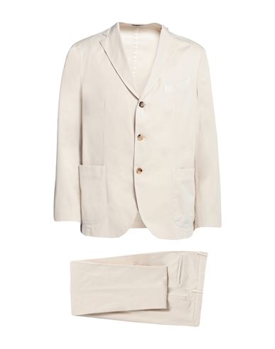 Shop Boglioli Man Suit Cream Size 44 Cotton, Elastane In White
