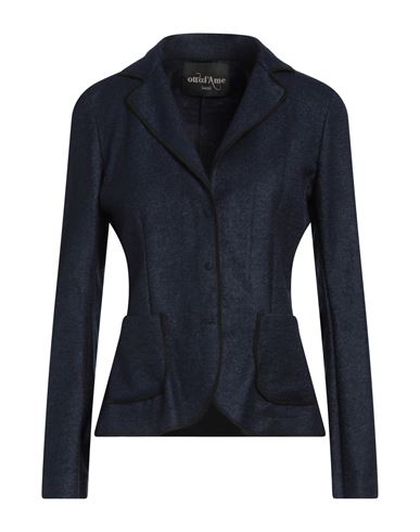 Shop Ottod'ame Woman Blazer Navy Blue Size 10 Acrylic, Mohair Wool, Polyester