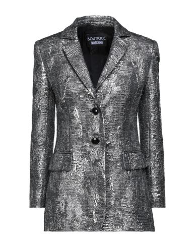Shop Boutique Moschino Woman Blazer Silver Size 10 Polyester, Acrylic, Wool, Polyamide