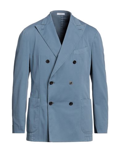 Boglioli Man Blazer Pastel Blue Size 42 Cotton, Elastane