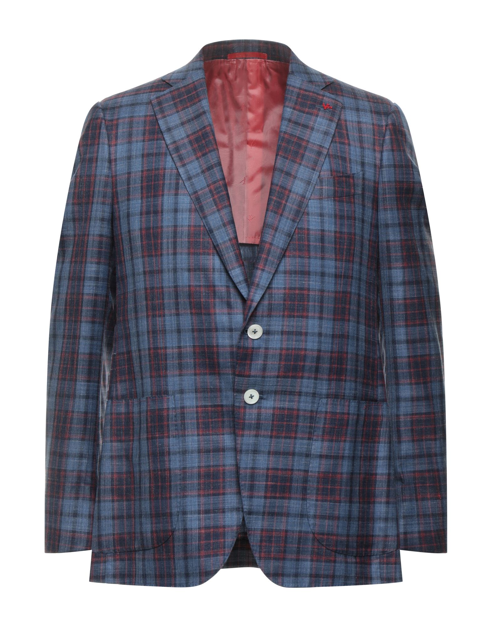 《セール開催中》ISAIA メンズ テーラードジャケット ブルーグレー 46 ウール 52% / シルク 38% / リネン 10%