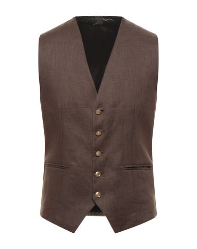 Grey Daniele Alessandrini Man Tailored Vest Brown Size 40 Polyester, Viscose, Cotton, Elastane