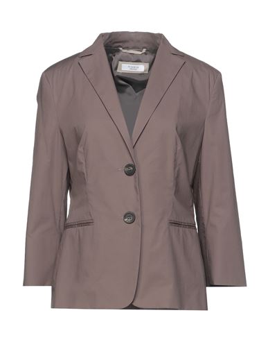 Peserico Woman Suit Jacket Khaki Size 8 Linen, Viscose, Elastane In Grey
