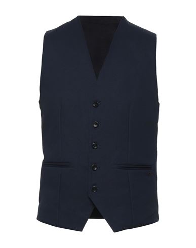 Daniele Alessandrini Homme Man Tailored Vest Midnight Blue Size 36 Cotton, Elastane