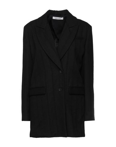 Nostrasantissima Woman Blazer Black Size 6 Cotton, Linen, Viscose, Acrylic, Polyamide