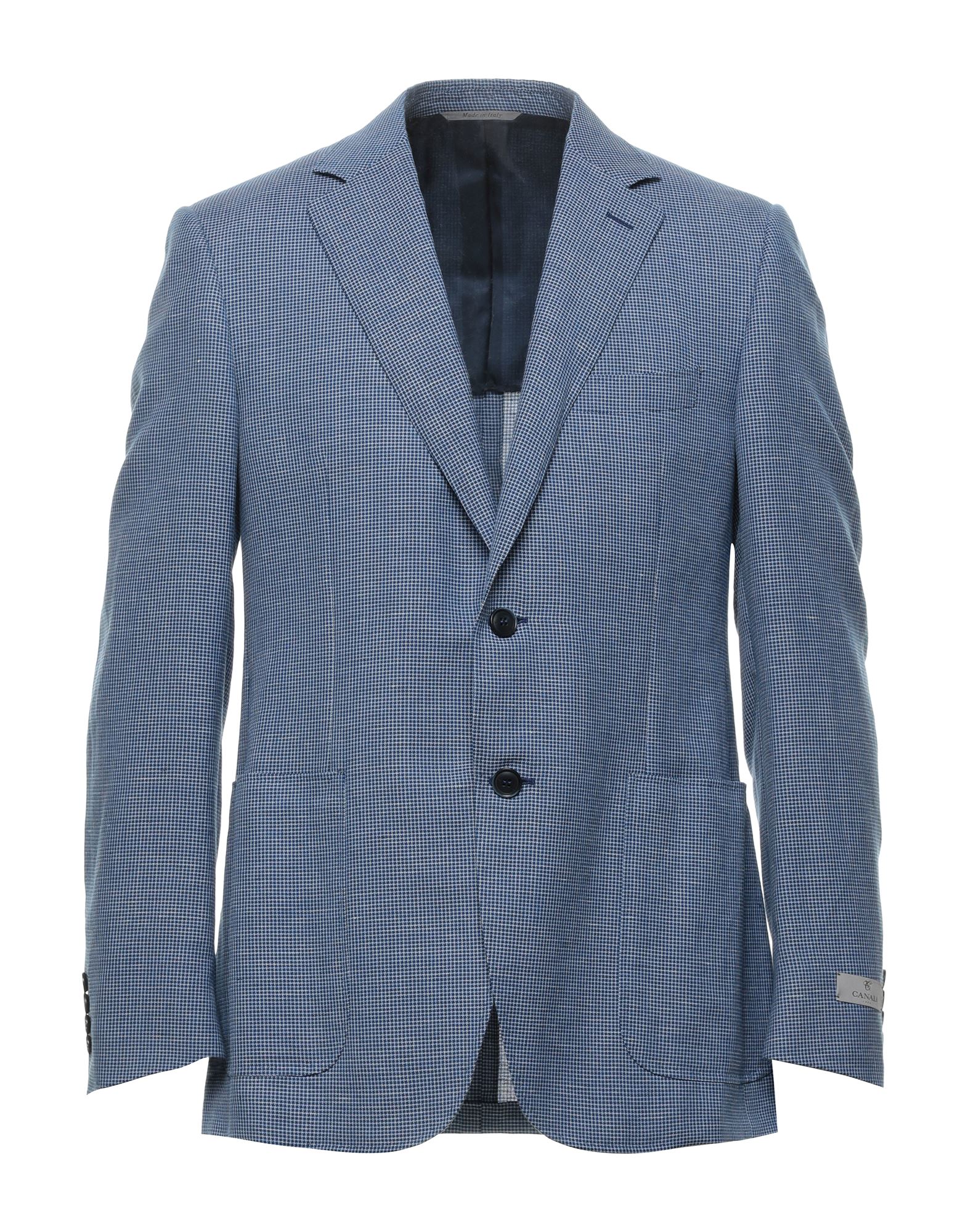 《セール開催中》CANALI メンズ テーラードジャケット ブルー 48 コットン 42% / ウール 30% / リネン 28%