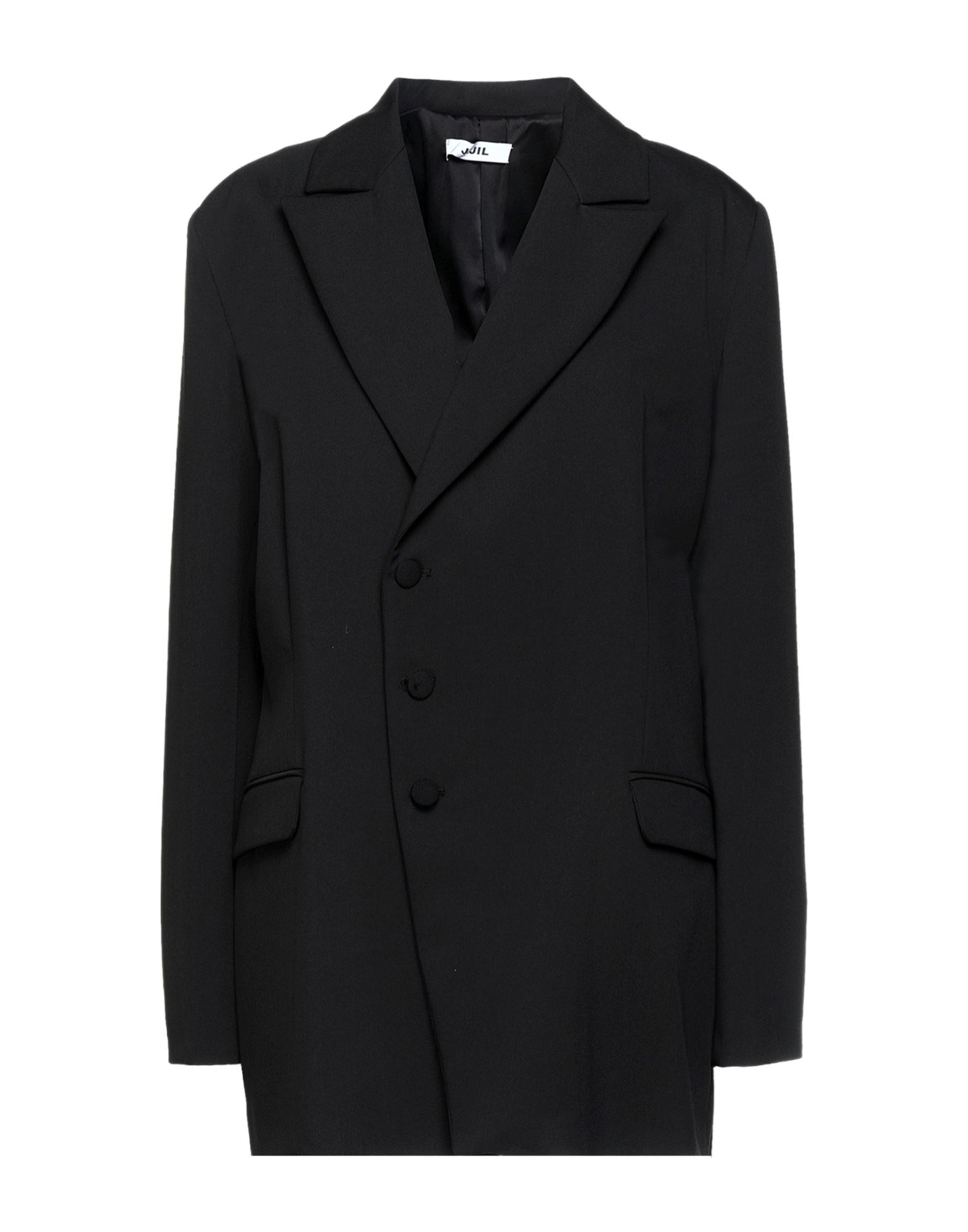 JIJIL JIJIL WOMAN SUIT JACKET BLACK SIZE 8 POLYESTER, VISCOSE, ELASTANE, ACETATE, PBT - POLYBUTYLENE TEREP