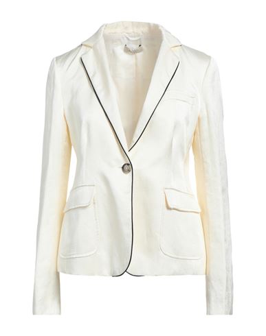 Shop Tradition Novanta3 Woman Blazer Ivory Size 10 Viscose, Cotton, Linen In White