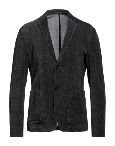 Emporio Armani Man Blazer Slate Blue Size 40 Wool, Cotton In Black