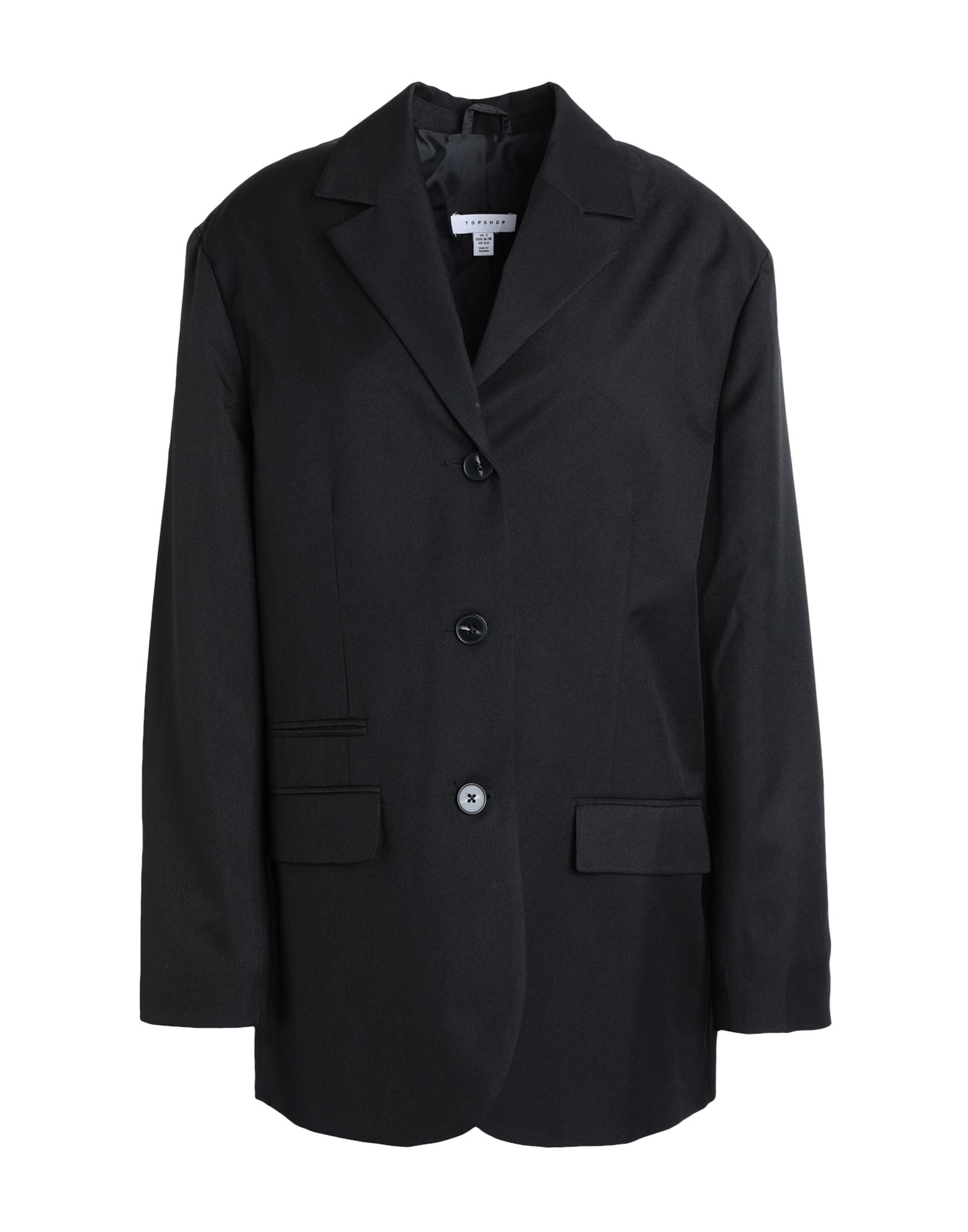 Topshop Woman Suit Jacket Black Size L Polyester