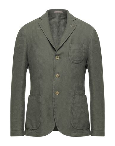Paoloni Man Suit Jacket Military Green Size 40 Cotton, Linen