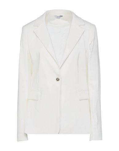 Liu •jo Woman Blazer White Size 10 Linen, Viscose, Elastane