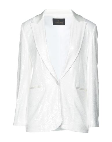 Manuel Ritz Woman Blazer White Size 8 Viscose, Polyester, Polyamide, Elastane