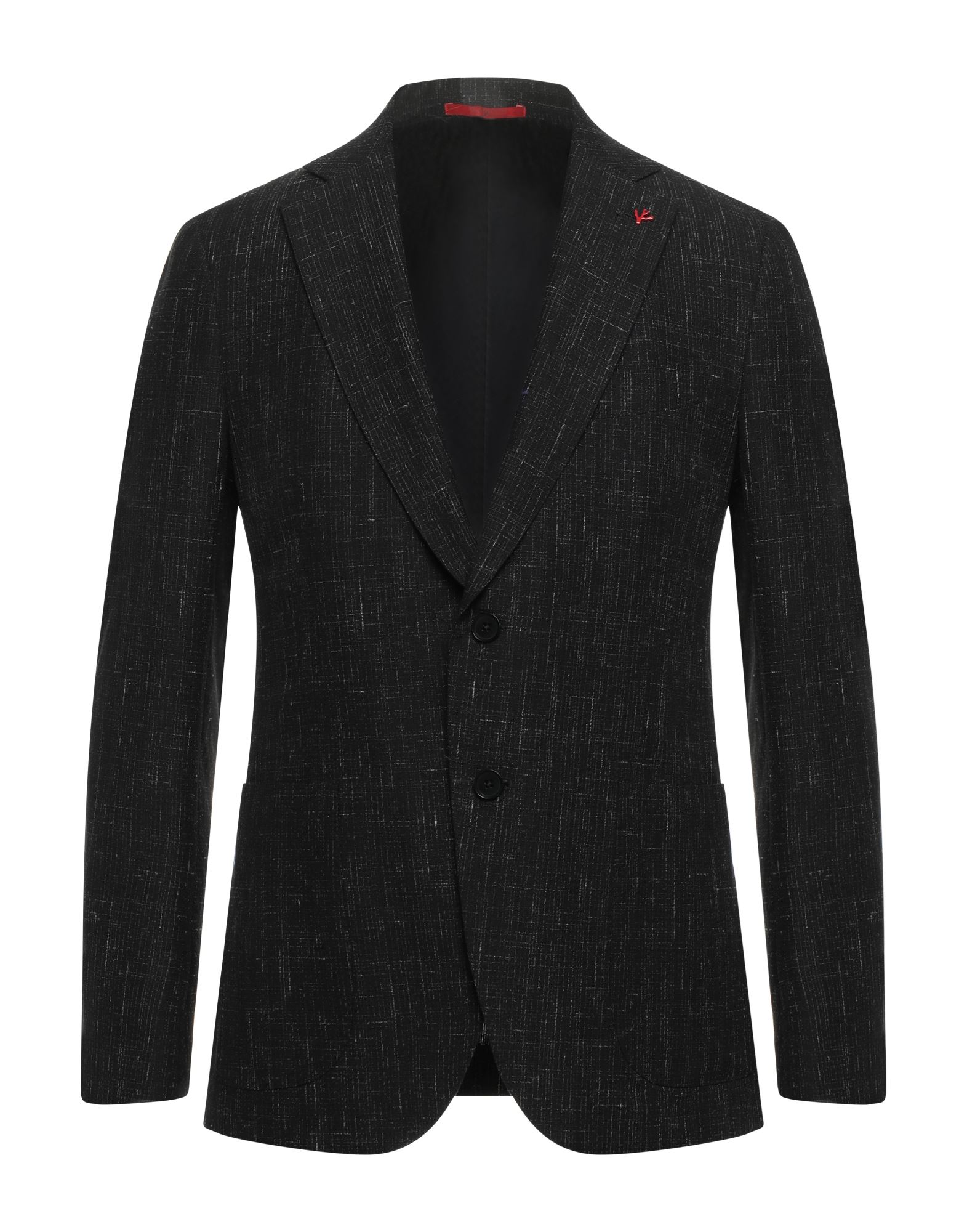 《セール開催中》ISAIA メンズ テーラードジャケット ブラック 46 リネン 41% / コットン 37% / ウール 22%