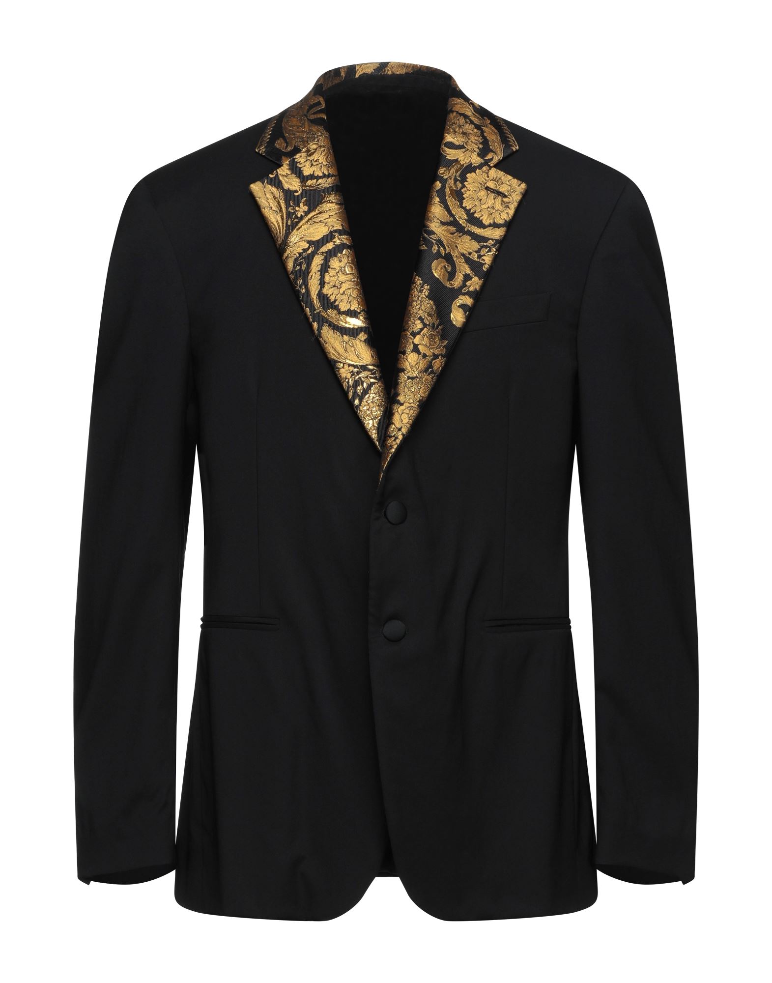 《セール開催中》VERSACE メンズ テーラードジャケット ブラック 44 ウール 55% / シルク 45% / ポリエステル / 金属化ポリエステル