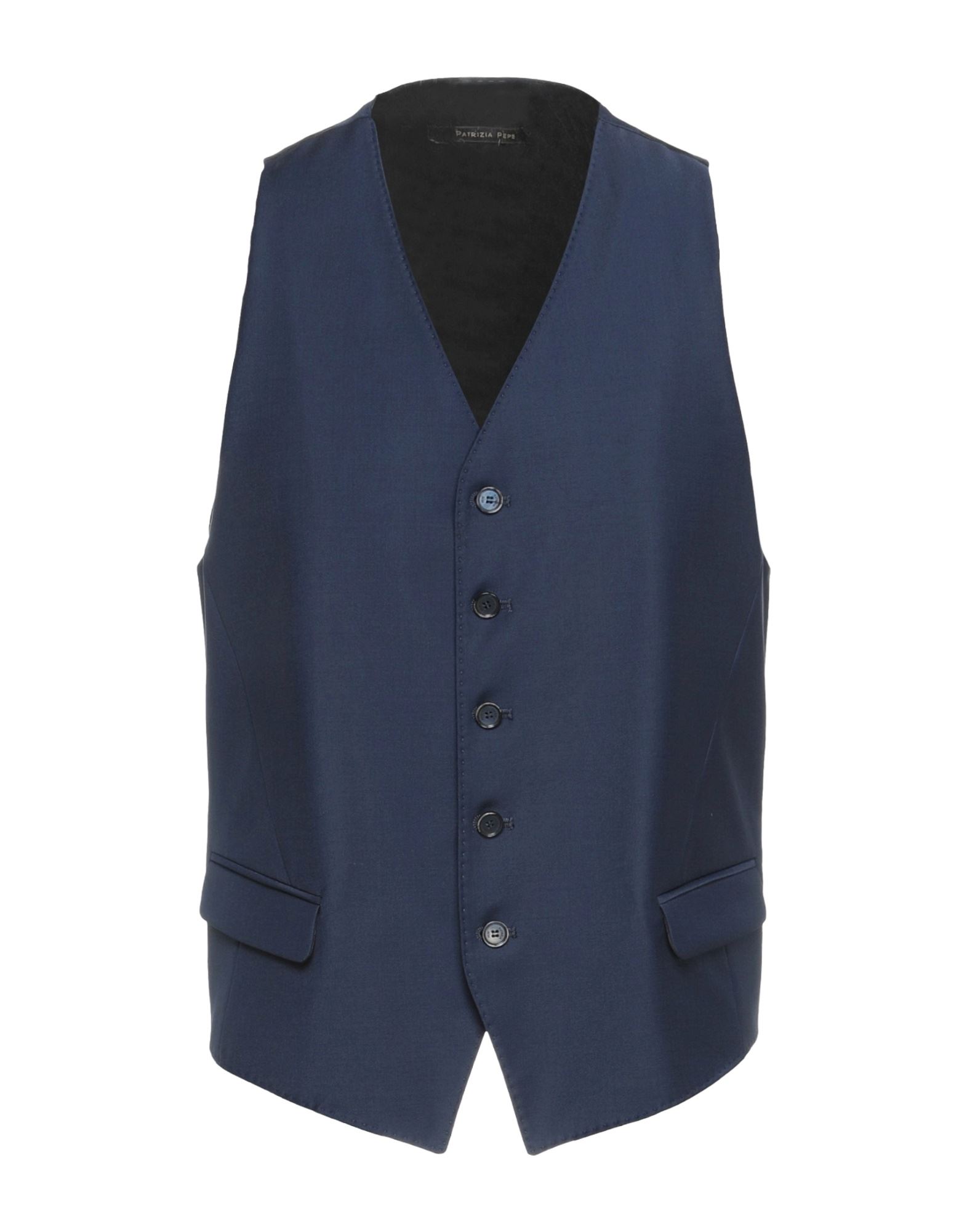 Shop Patrizia Pepe Man Tailored Vest Midnight Blue Size 40 Polyester, Virgin Wool, Elastane