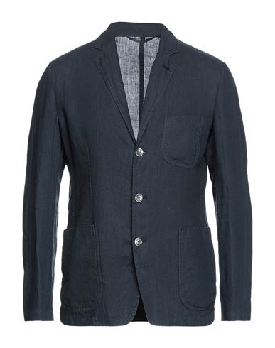 Aspesi Man Suit Jacket Midnight Blue Size Xxl Linen