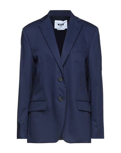 Msgm Woman Suit Jacket Midnight Blue Size 4 Cotton