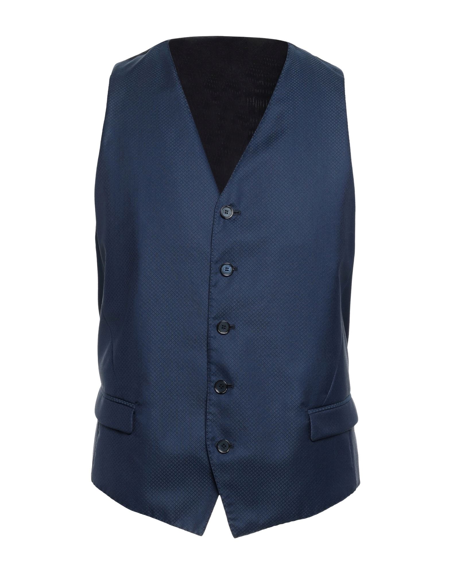 Shop Patrizia Pepe Man Tailored Vest Midnight Blue Size 40 Virgin Wool, Polyester