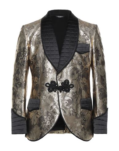 Shop Dolce & Gabbana Man Blazer Gold Size 38 Silk, Polyester