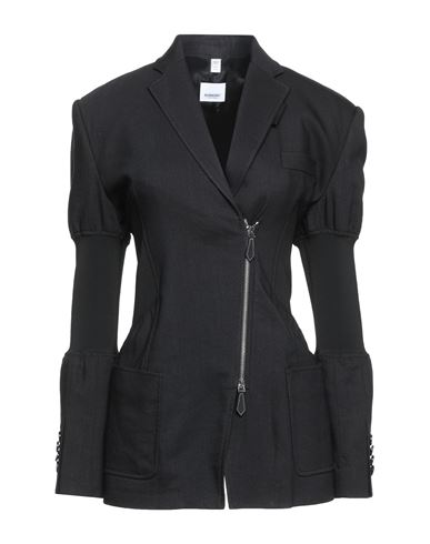 Burberry Woman Blazer Black Size 4 Ramie, Viscose, Elastane, Polyamide, Calfskin
