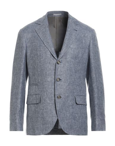 Brunello Cucinelli Man Blazer Blue Size 44 Linen, Wool, Silk