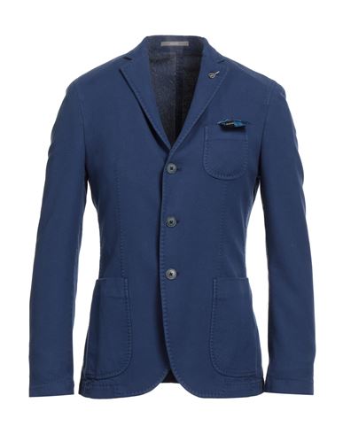 Paoloni Man Suit Jacket Blue Size 40 Cotton, Silk