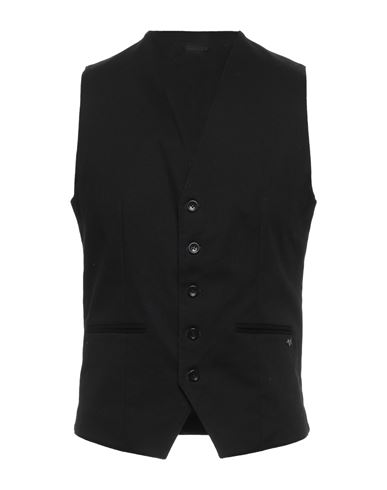 Shop Daniele Alessandrini Man Tailored Vest Black Size 36 Cotton, Elastane